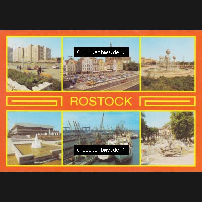 Ansichtskarten DDR Bezirk Rostock, Stadtkreis Rostock, Hansestadt Rostock 1983, Stadtzentrum mit Marienkirche, Wohn hochhaus Wilhelm-Pieek-Ring. Alte Ansicht in der DDR Bezirk... Sammlung