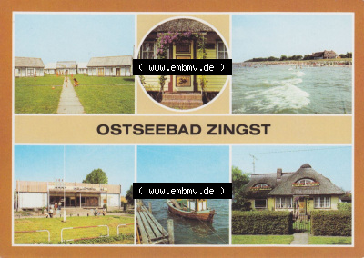 Ostseebad Zingst 1984, Bungalowdorf, Am Strand, Kaufhalle, Fischerboot. Alte Ansichtskarte Sammlung