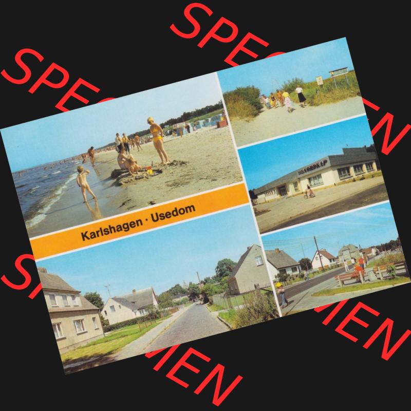 Ansichtskarten DDR Bezirk Rostock, Kreis Wolgast, Karlshagen Usedom 1985, Strand, Hafenstraße, HO-Gaststätte Nordkap. Alte Ansichtskarte der DDR Bezirk Rostock,... Sammlung