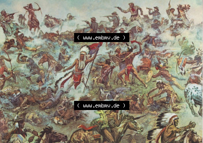 1987, Indianerschlacht von Lietle Big Horn. Alte Ansichtskarte, Kreis Dresden, Radebeul Karl-May-Museum hier im online Katalog... Sammlung