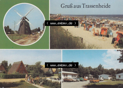 Trassenheide Usedom Jugend-Erholungszentrum des VEB Carl Zeiss Jena, Strand, Finnhüttensiedlung. Alte Ansichtskarte Sammlung