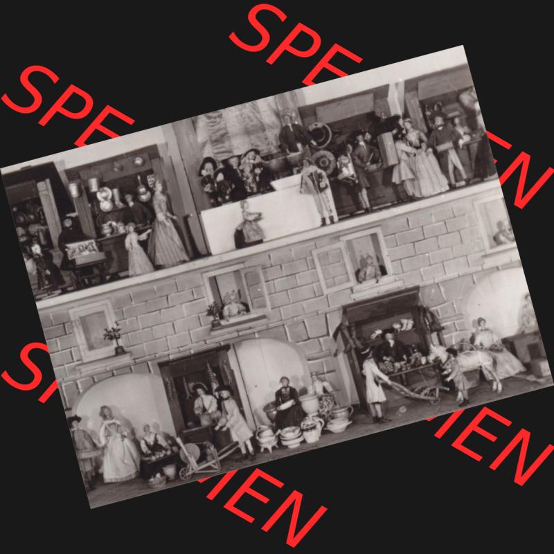 Fotos DDR Bezirk Erfurt, Kreis Arnstadt, Stadt Arnstadt Schloss-Museum Mon Plaisir 1977, Puppenstadt, Markt. Foto aus Fotomappe mit 10 Fotos aus dem Arnstädter Museum... Sammlung
