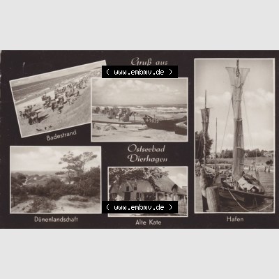 Ansichtskarte DDR Bezirk Rostock, Kreis Ribnitz-Damgarten, Ostseebad Dierhagen mit Ansicht 1966, Ostseebad Dierhagen, DTVL-Verlag, Badestrand, Alte Kate, Hafen,... Sammlung