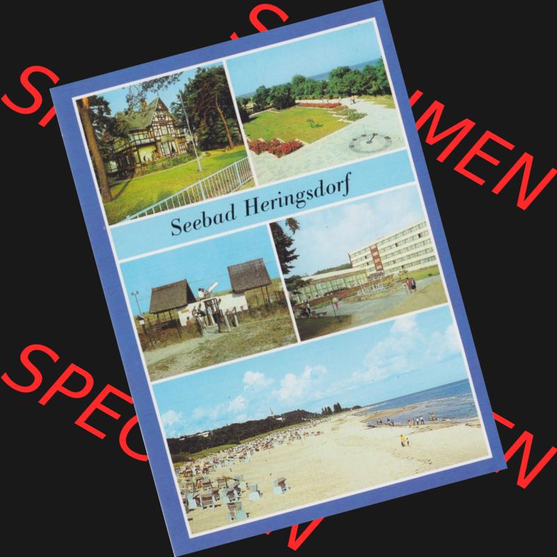 Alte Ansichtskarte DDR Bezirk Rostock, Kreis Wolgast, Seebad Heringsdorf 1985, Jugendherberge Herbert Tschäpe, Promenaden-Anlage mit Sonnenuhr. Alte Ansichtskarte der... Sammlung