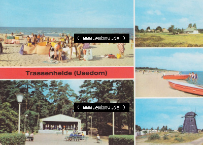 Trassenheide Usedom 1982, Strand, Musikpavillon, Mühle, Jugend-Erholungszentrum des VEB Carl Zeiss Jena Sammlung
