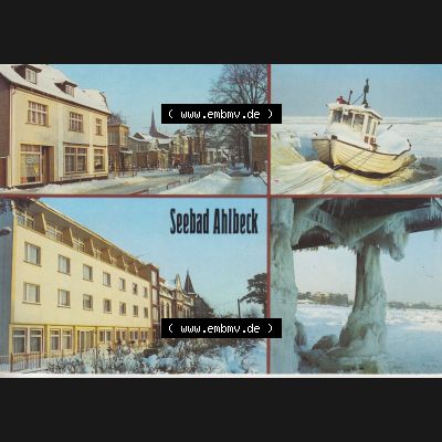 Alte Ansichtskarte DDR Bezirk Rostock, Kreis Wolgast, Ahlbeck Usedom Lindenstraße, Fischerboot, Ferienheim Frithjof, Ferienheim Kurt Bürger. Alte Ansichtskarte... Sammlung