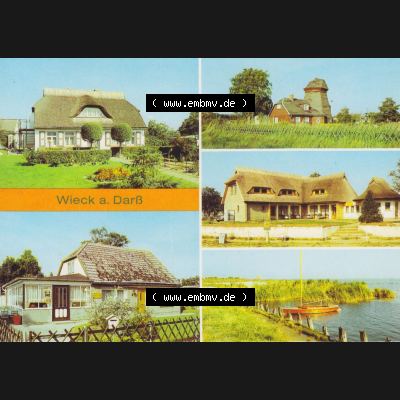 Alte Ansichtskarte DDR Bezirk Rostock, Kreis Ribnitz-Damgarten, Allgemein 1982, Wieck am Darß, Schifferhaus, Cafe Wieck, Ehemalige Mühle, Eiscagfe Lange,... Sammlung