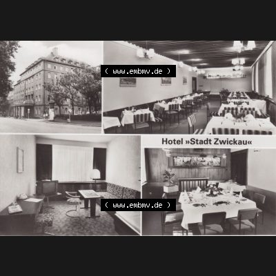 Alte Historische Ansichtskarte DDR Bezirk Karl-Marx-Stadt, Kreis Zwickau, Stadt Zwickau der DDR, Zwickauer HO-Gaststätten 1983, Zwickau Bahnhofsstraße Hotel Stadt Zwickau.... Sammlung