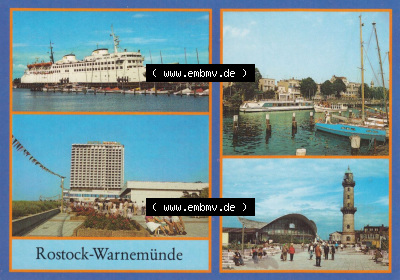 Ansichtskarten DDR Bezirk Rostock, Stadtkreis Rostock, Hansestadt Rostock-Warnemünde Fährschiff Warnemünde, Hotel Neptun, Am... Sammlung