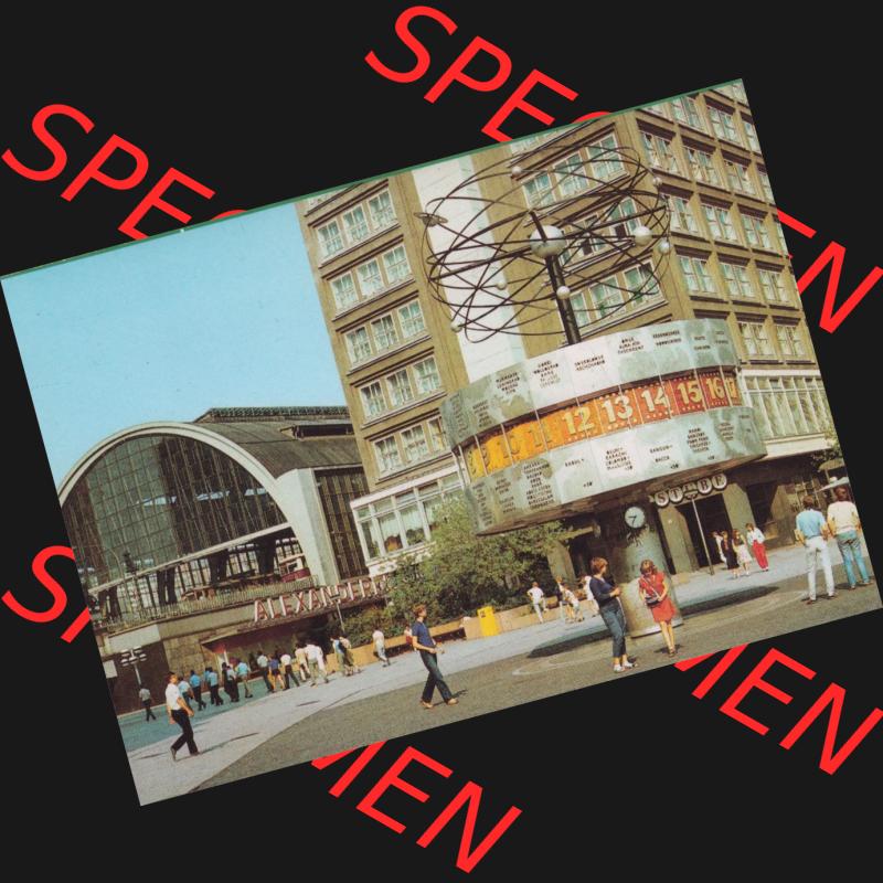 Alte Ansichtskarten der DDR, Berlin Hauptstadt der DDR, Mappe von 1988, Weltzeituhr in Berlin. Alte digitalisierte DDR Postkarte aus privater Sammlung, Mappe mit Berliner... Sammlung