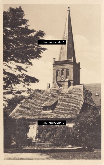 Stadt Bergen - Ansicht mit Bergener Kirche 1953, Bergen auf Insel Rügen Sammlung