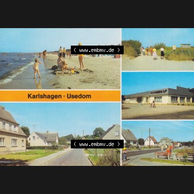 Ansichtskarten DDR Bezirk Rostock, Kreis Wolgast, Karlshagen Usedom 1985, Strand, Hafenstraße, HO-Gaststätte Nordkap. Alte Ansichtskarte der DDR Bezirk Rostock,... Sammlung