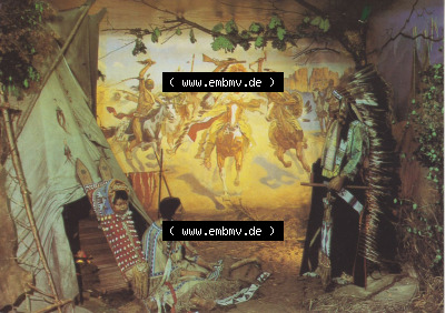 1987, Heimkehr von der Schlacht. Alte Ansichtskarte, Kreis Dresden, Radebeul Karl-May-Museum hier im online Katalog katalogisiert Sammlung