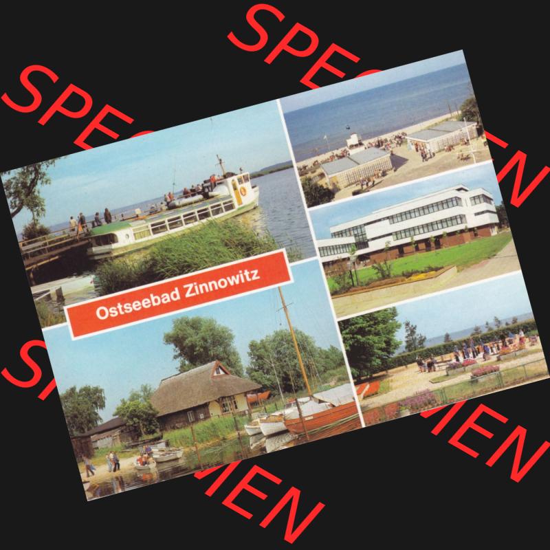 Ansichtskarte DDR Bezirk Rostock, Kreis Wolgast, Ostseebad Zinnowitz auf der Insel Usedom 1981, Am Achterwasser, Bootshafen, Zugang zum Strand, FDGB-Feriendienst IG... Sammlung