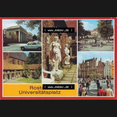 Ansichtskarte DDR Bezirk Rostock, Stadtkreis Rostock, Hansestadt Rostock Ansicht 1985, Neue Wache, Torsi mittelalterlicher Gewandfiguren, Klosterinnenhof. Alte Ansicht... Sammlung