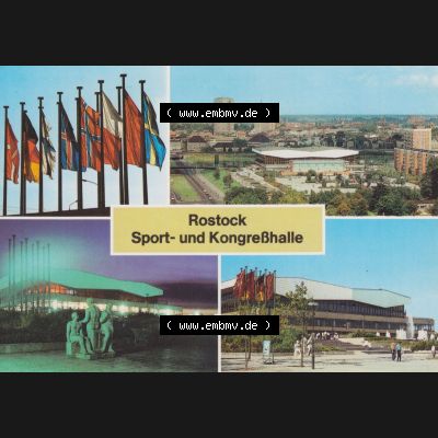 Ansichtskarten DDR Bezirk Rostock, Stadtkreis Rostock, Hansestadt Rostock Rostock Sport-Halle und Kongresshalle. Alte Ansicht in der DDR Bezirk Rostock, Stadtkreis Rostock,... Sammlung