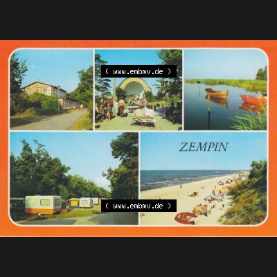 Alte Ansichtskarte DDR Bezirk Rostock, Kreis Wolgast, Zempin Usedom 1985, FDGB-Erholungsheim Frieden, Kurplatz mit Konzert-Pavillon. Alte Ansichtskarte der DDR Bezirk Rostock,... Sammlung
