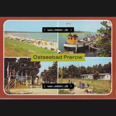 Alte Ansichtskarte DDR Bezirk Rostock, Kreis Ribnitz-Damgarten, Ostseebad Prerow 1986, Prerower Strand, Fischerboote, Ferienlager und Pionierlager. Alte Ansichtskarte... Sammlung