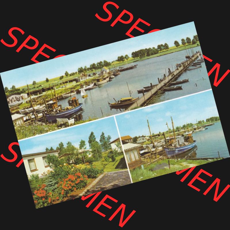 Ansichtskarten DDR Bezirk Rostock, Kreis Wismar, Insel Poel 1981, Fischereihafen am Kirchsee, Schwarzer Busch. Alte Ansichtskarte mit einer Ansicht aus der DDR Bezirk Rostock,... Sammlung