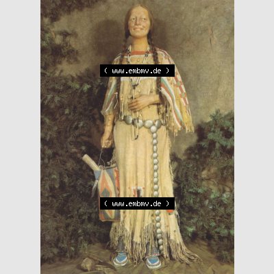 Ansichtskarte DDR Bezirk Dresden, Kreis Dresden, Radebeul Karl-May-Museum 1987, Schwarzfuß-Indianerin. Alte Ansichtskarte der DDR Bezirk Dresden, Kreis Dresden,... Sammlung