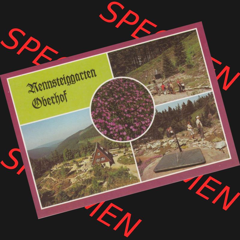 Alte Ansichtskarte DDR Bezirk Suhl, Kreis Schmalkalden-Meiningen, Oberhof AK-Mappe von 1988, Rennsteiggarten Oberhof. Alte Ansichtskarten aus einer Mappe aus dem Jahr 1988 der... Sammlung