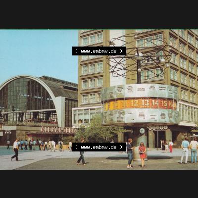 Alte Ansichtskarten der DDR, Berlin Hauptstadt der DDR, Mappe von 1988, Weltzeituhr in Berlin. Alte digitalisierte DDR Postkarte aus privater Sammlung, Mappe mit Berliner... Sammlung