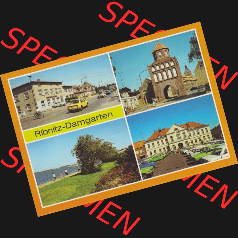 Alte Ansichtskarte DDR Bezirk Rostock, Kreis Ribnitz-Damgarten, Stadt Ribnitz-Damgarten Hans-Burmeister-Straße, Rostocker Tor, Rathaus. Alte Ansichtskarte mit Ansichten... Sammlung