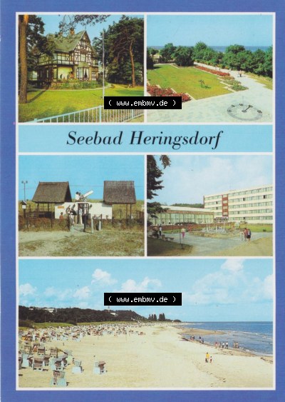 Seebad Heringsdorf 1985, Jugendherberge Herbert Tschäpe, Promenaden-Anlage mit Sonnenuhr. Alte Ansichtskarte, Insel Usedom mit... Sammlung