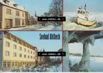 Alte Ansichtskarte DDR Bezirk Rostock, Kreis Wolgast, Ahlbeck Usedom Lindenstraße, Fischerboot, Ferienheim Frithjof, Ferienheim... Sammlung