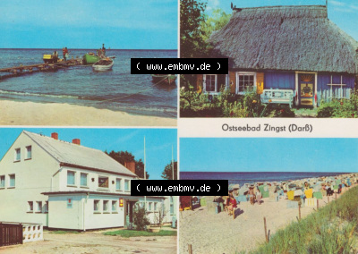 Ostseebad Zingst 1983, Am Fischerstrand, Rohrdachkaten, FDGB-Erholungsheim Stranddistel. Alte Ansichtskarte Sammlung