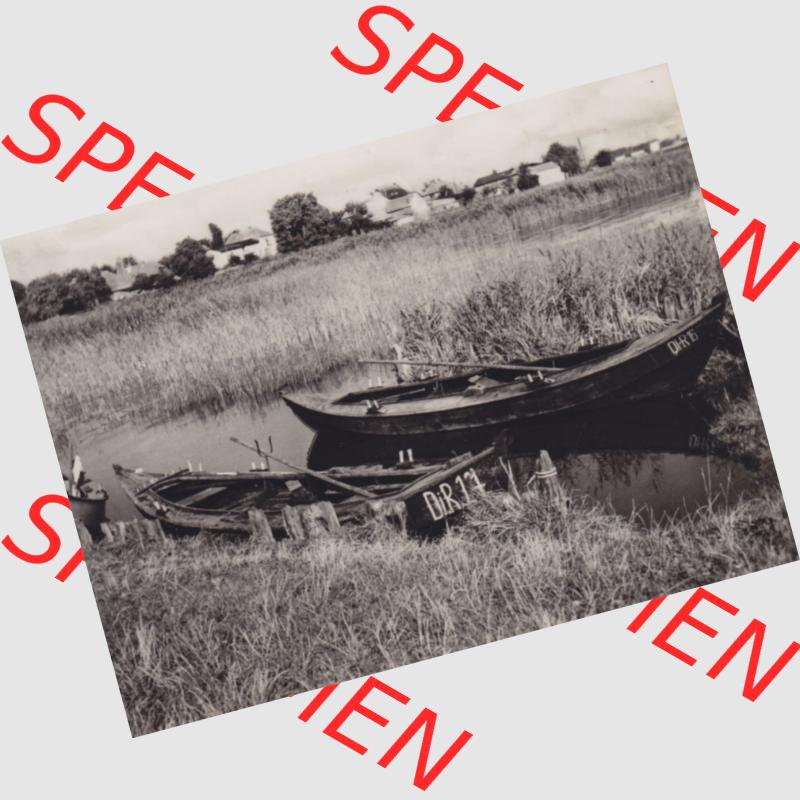 Altes Foto DDR Bezirk Rostock, Kreis Ribnitz-Damgarten, Ostseebad Dierhagen mit Ansicht 1959, Fischerboote am Bodden. Altes Foto mit Ansicht der DDR Bezirk Rostock, Kreis... Sammlung