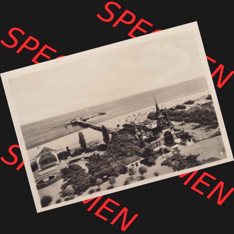 Alte Foto-Ansicht DDR Bezirk Rostock, Kreis Wolgast, Insel Usedom Seebad Heringsdorf 1955, 1. Seebrücke mit Kurpark. Altes Foto der DDR Bezirk Rostock, Kreis... Sammlung