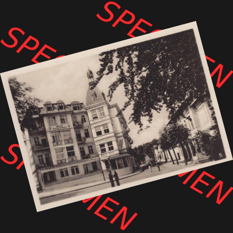 Alte Foto-Ansicht DDR Bezirk Rostock, Kreis Wolgast, Insel Usedom Seebad Heringsdorf 1955, 5. Kultur-, Ecke Seestraße - Gerhard-Opitz-Heim. Altes Foto der DDR... Sammlung
