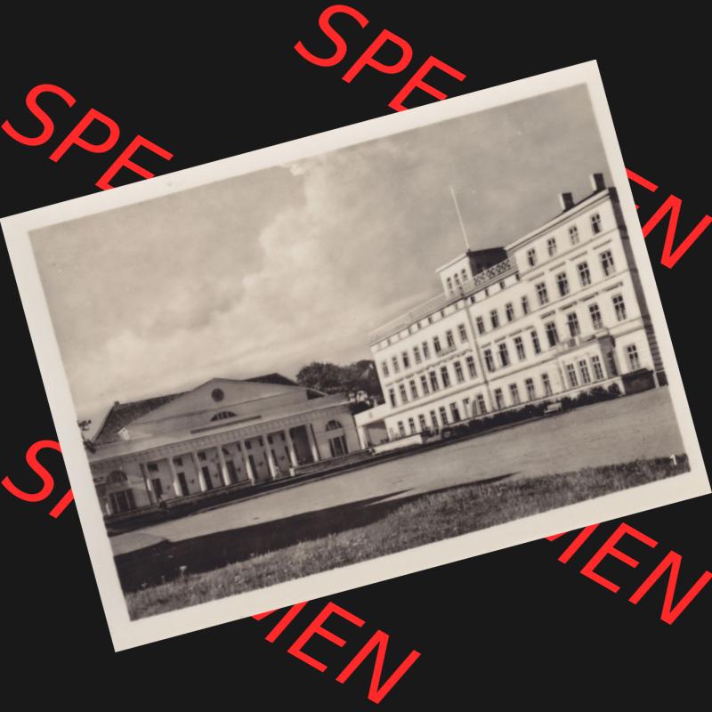 Altes Foto DDR Bezirk Rostock, Kreis Bad Doberan, Ostseebad Heiligendamm, 10 Aufnahmen für den Fotofreund 1953, 1. Kurhaus mit Haus Mecklenburg. Alte Foto Ansichten... Sammlung