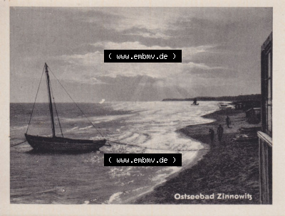 Wolgast, Ostseebad Zinnowitz 1956, Boot am Strand. Alte Foto-Ansichten der DDR Sammlung