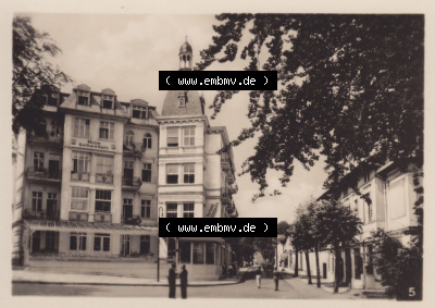 Insel Usedom Seebad Heringsdorf 1955, 5. Kultur-, Ecke Seestraße - Gerhard-Opitz-Heim. Altes Foto der DDR Sammlung