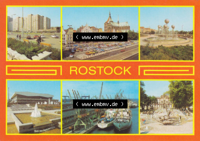 Hansestadt Rostock Rostocker Wohnhochhaus am Wilhelm-Pieck-Ring, Stadtzentrum mit Marienkirche, zum herunterladen freigegeben Sammlung