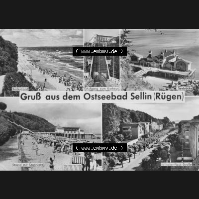 Ansichtskarte mit Ansicht der DDR Bezirk Rostock, Kreis Rügen, DDR Ostseebad Sellin 1964, Gruß aus dem Ostseebad Sellin auf Rügen. Ansichtskarten Sammlung Ostseebad... Sammlung