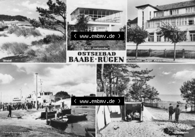 DDR Ostseebad Baabe 1971, Mehrbildkarte Baabe, Zeltplatz, Dampfer-Anlegestelle Sammlung