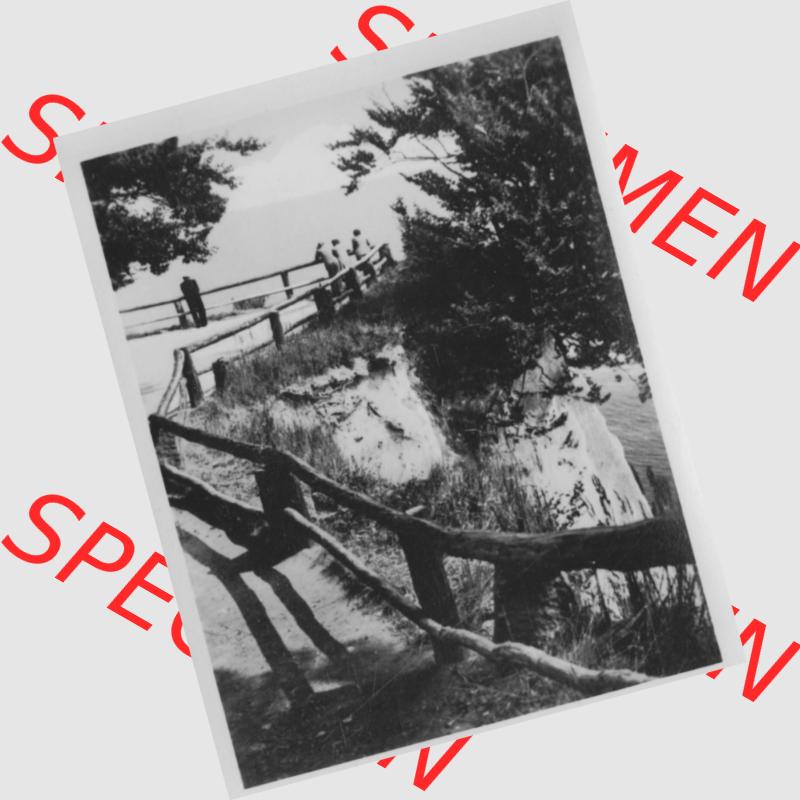 Foto mit Ansicht der DDR Bezirk Rostock, Kreis Rügen, DDR Stadt Saßnitz Aussichtsplatz Stubbenkammer auf der Insel Rügen, Thür. Volksverlag Weimar.... Sammlung