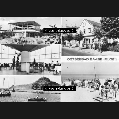 Ansichtskarte mit Ansicht der DDR Bezirk Rostock, Kreis Rügen, DDR Ostseebad Baabe 1980, Mehrbildkarte mit Block zur Moritzburg. Ansichtskarten Sammlung Ostseebad Baabe auf... Sammlung