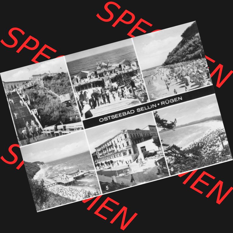 Ansichtskarte mit Ansicht der DDR Bezirk Rostock, Kreis Rügen, DDR Ostseebad Sellin 1973, Fahrstuhl zum Strand, Blick zur Seebrücke, Strand, Deutsches Reisebüro... Sammlung