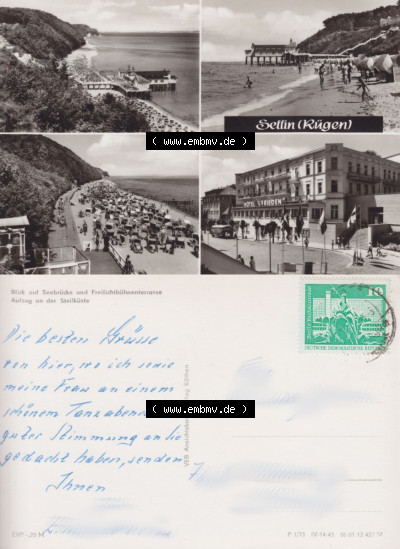 DDR Ostseebad Sellin 1973, Seebrücke, Steilküste, Freilichtbühne, VEB Ansichtskartenverlag Köthen Sammlung