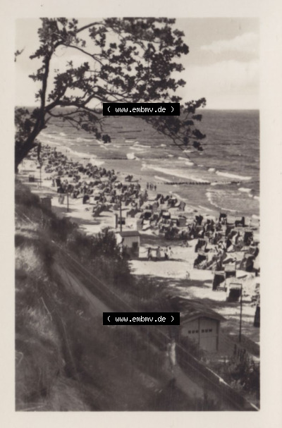 Insel Usedom Ostseebad Koserow 1956, 9 Strandkörbe am Strand von Koserow a. Usedom, Heldge-Verlag KG, Köthen/Anhalt Sammlung