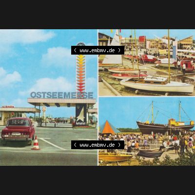 Alte Ansichtskarte mit Ansicht der DDR Bezirk Rostock, Stadtkreis & Hansestadt Rostock 1975, Ostseemesse Rostock-Schutow. Digitales Bildmaterial von Farbigen bzw. Color Ansichtskarten... Sammlung