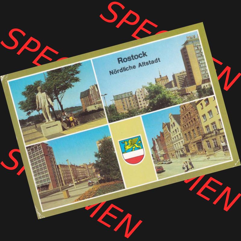 Alte Ansichtskarte mit Ansicht der DDR Bezirk Rostock, Stadtkreis & Hansestadt Rostock Nördliche Altstadt, Hermann-Duncker-Platz, Blick von der Fischerbastion. Digitales... Sammlung