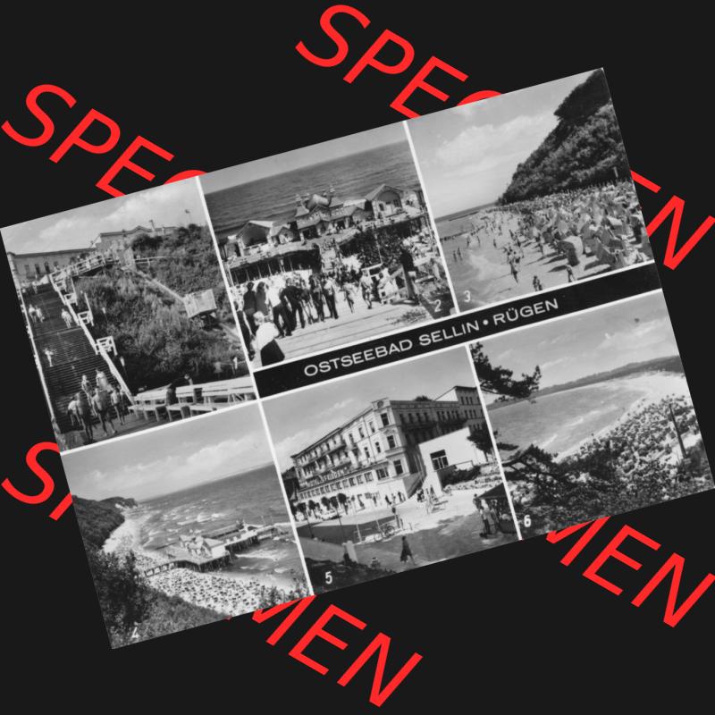Ansichtskarte mit Ansicht der DDR Bezirk Rostock, Kreis Rügen, DDR Ostseebad Sellin 1973, Hotel Deutsches Reisebüro Frieden, Treppe und Fahrstuhl am Strand. Ansichtskarten... Sammlung
