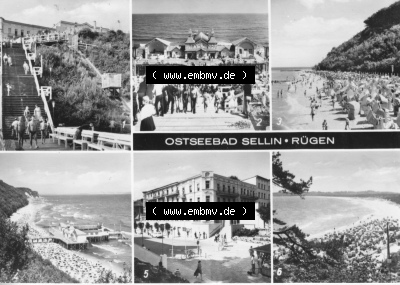 DDR Ostseebad Sellin 1973, Fahrstuhl zum Strand, Blick zur Seebrücke, Strand, Deutsches Reisebüro der DDR Sammlung