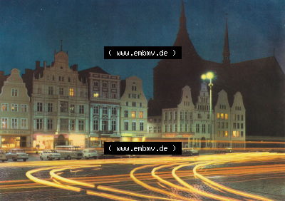 Hansestadt Rostock 1979, Bei Nacht, Ernst-Thälmann-Platz, zum herunterladen freigegeben Sammlung