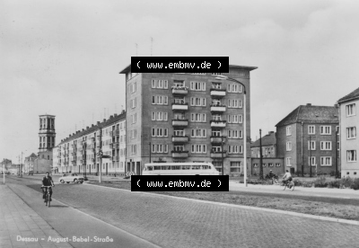 Heldge-Verlag Köthen/Anhalt, 1960er, 1965, Stadt Dessau mit der August-Bebel-Straße, zum herunterladen freigegeben Sammlung